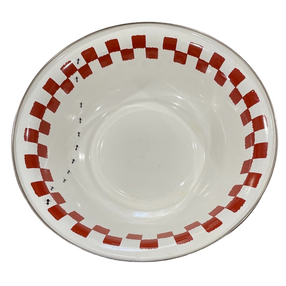 The Golden Rabbit ll by Jean Wilkes 1999 Red Checkered Ants Serving Bowl - 12”